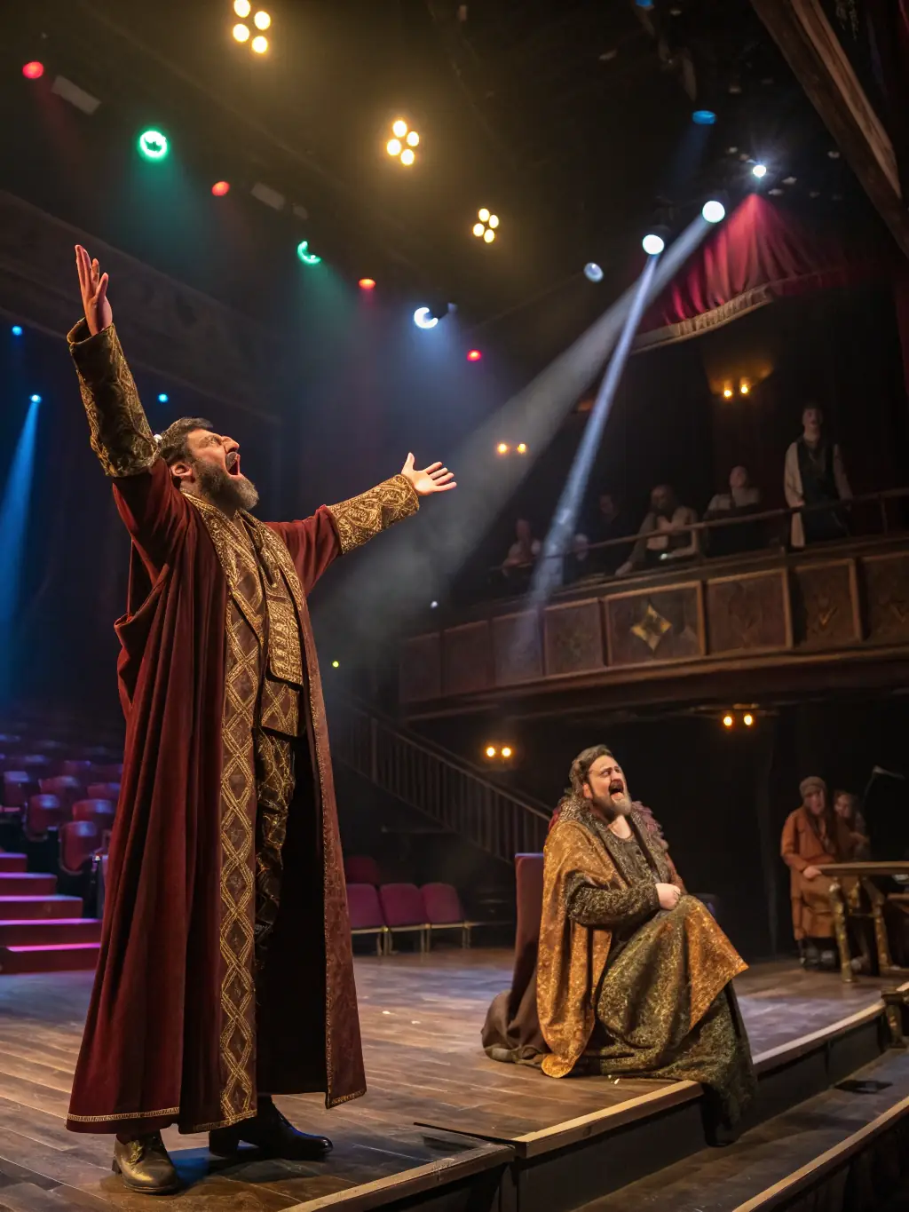 A captivating image of a theatre production organized by CAVC, featuring actors in costume on stage.